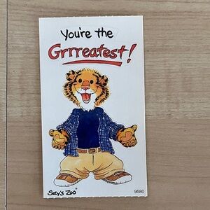 Suzy’s Zoo “You’re the Grrreatest!” Tiger Sticker